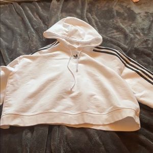 White and black adidas cropped hoodie